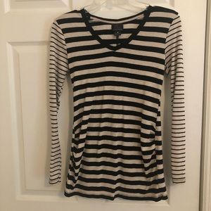 Striped Black and Cream Maternity Top